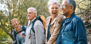 group of seniors hiking