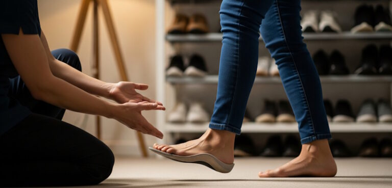 person walking with custom orthotics